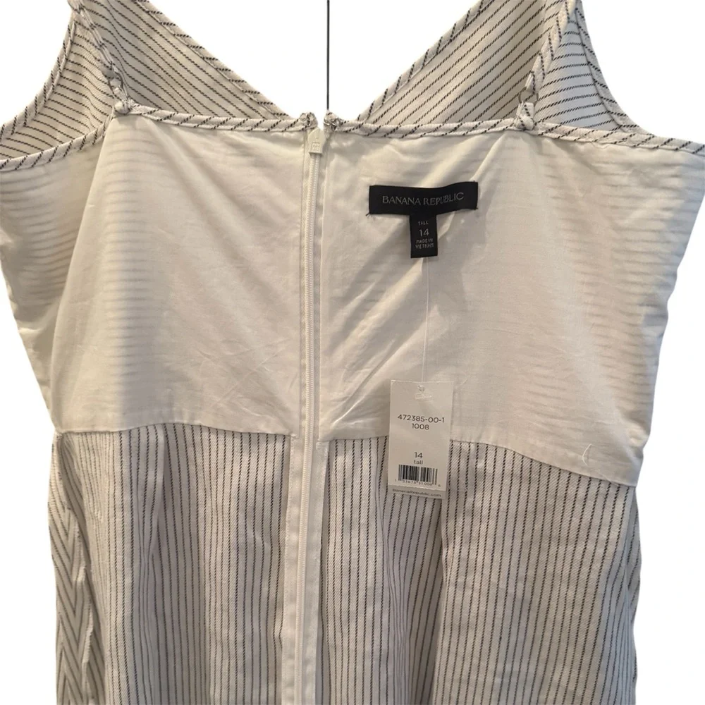 Banana Republic Striped Linen Blend Midi Dress Flounce Hem Blue/White NWT